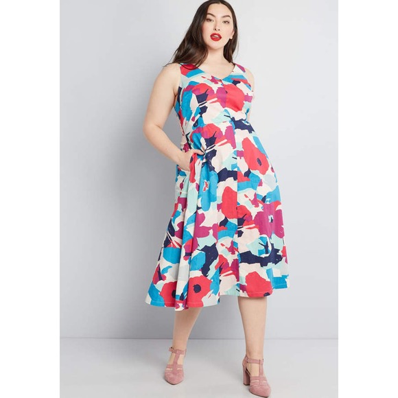 Modcloth Dresses & Skirts - Emily And Fin ModCloth x Miss Magnificent Midi Dress Pockets Retro Plus Size 4X